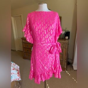 Lilly Pulitzer Neón pink Metallic gold dress